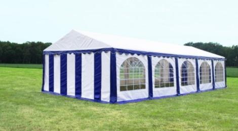Premium Partytent PVC 5x10x2 mtr in Wit-Blauw (5x10 meter), Tuin en Terras, Partytenten, Partytent, Nieuw, 2 meter of meer, Verzenden