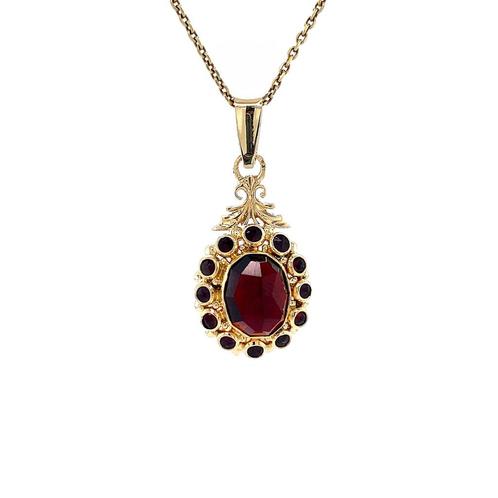 Gouden granaat hanger 14 karaat, Sieraden, Tassen en Uiterlijk, Kettinghangers, Rood, Zo goed als nieuw, Goud, Verzenden