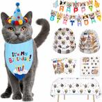 Katten verjaardags decoratie pakket blauw 54-delig, Dieren en Toebehoren, Verzenden, Nieuw