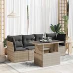 vidaXL 5-delige Loungeset met kussens poly rattan lichtgrijs, Tuin en Terras, Tuinsets en Loungesets, Verzenden, Nieuw, Rotan