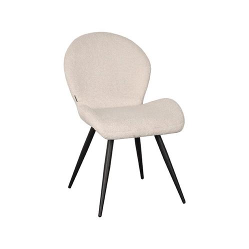 LABEL51 - Eetkamerstoel Sky - Ivoor Teddy - Zwart Metaal, Huis en Inrichting, Stoelen, Nieuw, Ophalen