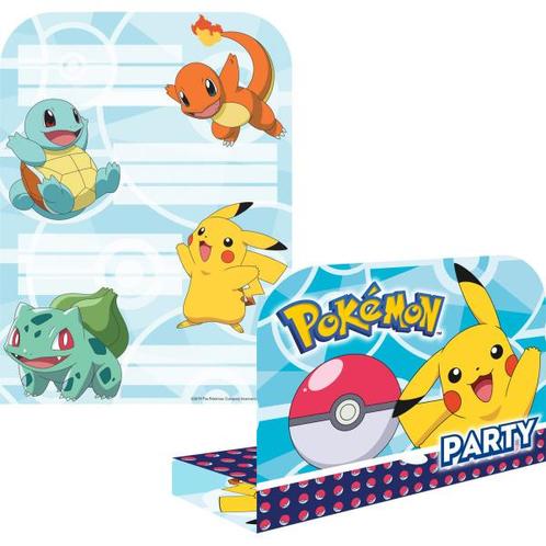 Pokemon Uitnodigingen & Enveloppen (8st), Hobby en Vrije tijd, Feestartikelen, Nieuw, Ophalen of Verzenden
