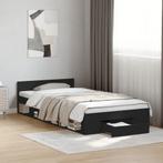 vidaXL Bedframe met lade bewerkt hout zwart 100x200 cm, 100 cm, Eenpersoons, Verzenden, Zwart