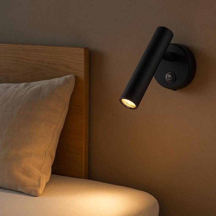 LED Wandlamp - Bedlamp met schakelaar | Zwart | 2W, Huis en Inrichting, Lampen | Wandlampen, Nieuw, Ophalen of Verzenden