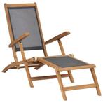 Comfort Ligstoel Teakhout Zwart | Retourdeal, Tuin en Terras, Ophalen of Verzenden, Nieuw, Teakhout