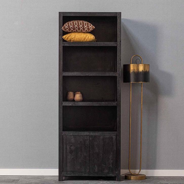 Wandkast Mangohout Evan 80 (4 Open Vakken, 2 Deuren), Huis en Inrichting, Kasten | Overige, Nieuw, Verzenden