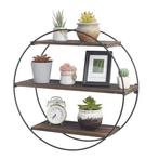 Ronde Wandplank 3 Lagen – Hout en Metaal Zwevend Wandrek, Huis en Inrichting, Kasten | Wandmeubels, Verzenden, Nieuw