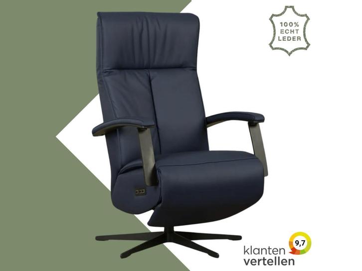 Leren elektrisch relaxfauteuil Pure - Toledo Kobalt (blauw), Huis en Inrichting, Fauteuils, 50 tot 75 cm, 75 tot 100 cm, Nieuw
