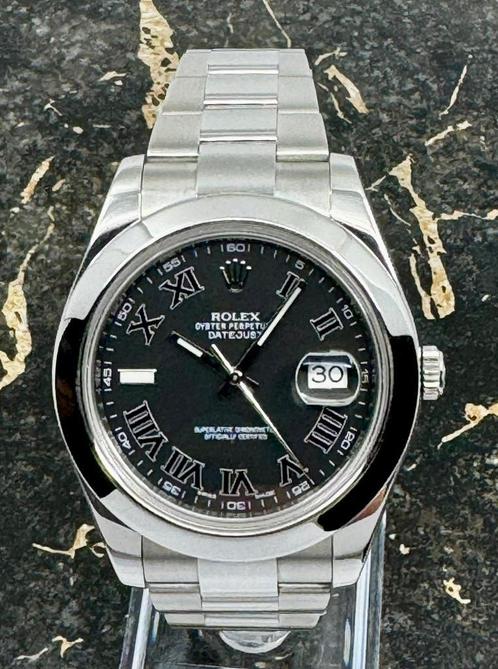 Rolex Datejust II - 41mm - Black Roman Dial - Smooth, Sieraden, Tassen en Uiterlijk, Horloges | Heren, Staal, Zo goed als nieuw