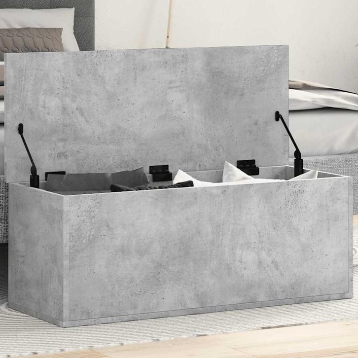 vidaXL Opbergbox 90x35x35 cm bewerkt hout betongrijs, Huis en Inrichting, Woonaccessoires | Kisten, Nieuw, Verzenden