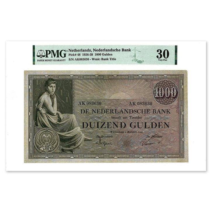 1000 Gulden Grietje Seel 1926 PMG 30, Postzegels en Munten, Bankbiljetten | Nederland, Verzenden