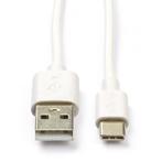 USB A naar USB C kabel | 3 meter | USB 2.0 (Wit), Computers en Software, Pc- en Netwerkkabels, Nieuw, Verzenden