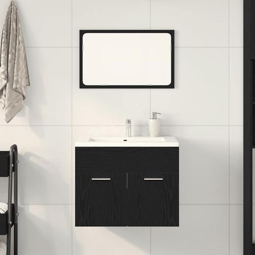 vidaXL 2-delige Badkamermeubelset bewerkt hout zwart, Huis en Inrichting, Badkamer | Badkamermeubels, Nieuw, Verzenden
