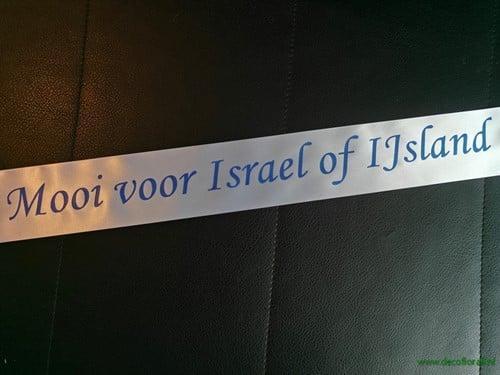 Bedrukt lint Ivory met Blauwe opdruk 45 mm 50 cm, Huis en Inrichting, Woonaccessoires | Kunstplanten en Kunstbloemen, Nieuw, Ophalen of Verzenden