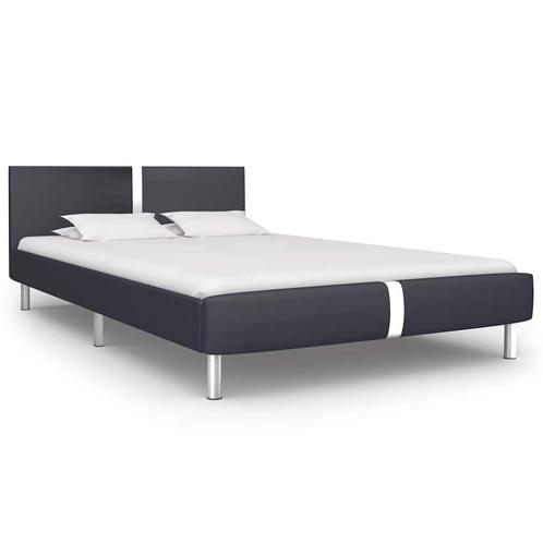 vidaXL Bedframe zonder matras 135x190 cm kunstleer zwart, Huis en Inrichting, Slaapkamer | Bedden, Overige maten, 190 cm of minder