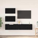 vidaXL Tv-meubelset Wandgemonteerd 4 pcs Zwart eiken Bewerkt, Verzenden, Nieuw, 50 tot 100 cm, Minder dan 100 cm