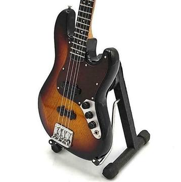 Miniatuur Fender Jazz basgitaar met gratis standaard