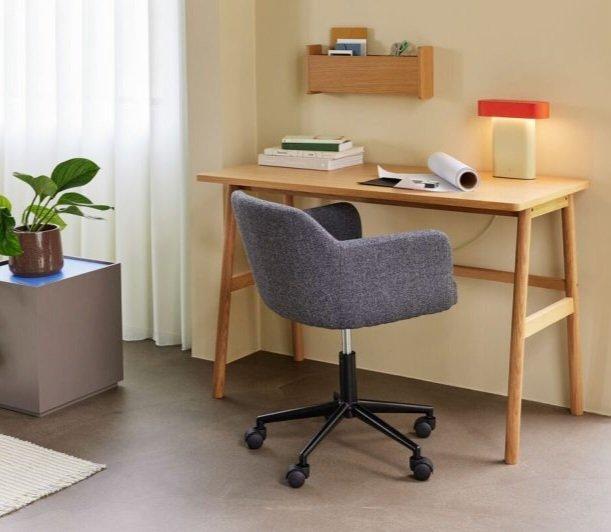 Hübsch - Bureaustoel - Rust - Donkergrijs - Polyester, Staal, Antiek en Kunst, Kunst | Designobjecten