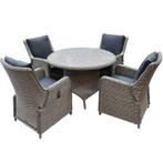 Bilbao Riccione dining tuinset 110 cm rond 5-delig grijs, Tuin en Terras, Tuinsets en Loungesets, Ophalen of Verzenden, Nieuw