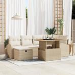 vidaXL 7-delige Tuinbankenset met kussens in poly rattan, Verzenden, Nieuw, Rotan