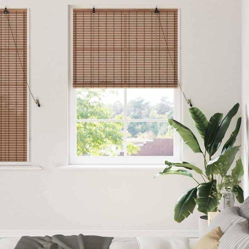 vidaXL Raamblind met gordijnen Bruin 120 x 160 cm Bamboe, Huis en Inrichting, Stoffering | Gordijnen en Lamellen, Bruin, Nieuw