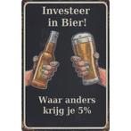 Wandbord - Investeer In Bier Waar Anders Krijg je 5 Procent, Huis en Inrichting, Woonaccessoires | Wanddecoraties, Nieuw, Ophalen of Verzenden