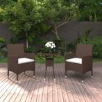 vidaXL 3-delige Tuinset poly rattan bruin, Verzenden, Nieuw, Rotan, Tuinset