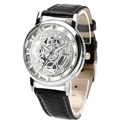 Fako® - Horloge - Open Uurwerk - Zilverkleurig - Zwart, Sieraden, Tassen en Uiterlijk, Horloges | Dames, Verzenden