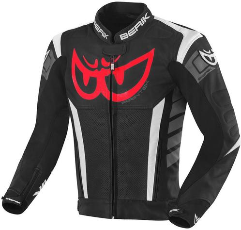 Berik Zakura Zwart Wit Rood Grijs Leren Motorjas, Motoren, Kleding | Motorkleding, Heren, Nieuw met kaartje, Jas | leer, Verzenden