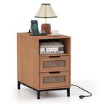 LIVSK Nachtkastje met Oplaadstation - Open Rek - Twee Lades, Huis en Inrichting, Verzenden, Nieuw