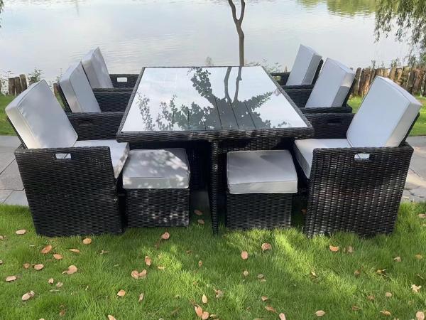 Veiling - Diningset / Tuinset incl. kussens 11-delig, Tuin en Terras, Tuinsets en Loungesets