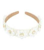 Diadeem Bloemen Facet Stenen Strass 3,5cm Wit, Verzenden, Nieuw