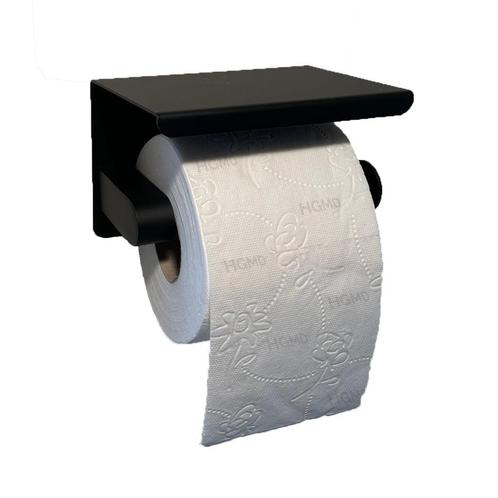 WC Rolhouder met plankje zwart Zelfklevend / Boren, Huis en Inrichting, Badkamer | Badkamermeubels, Minder dan 25 cm, Nieuw, Overige typen