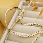 Gouden platte gourmetschakel ketting, Sieraden, Tassen en Uiterlijk, Kettingen, Ophalen of Verzenden, Gebruikt, Overige kleuren
