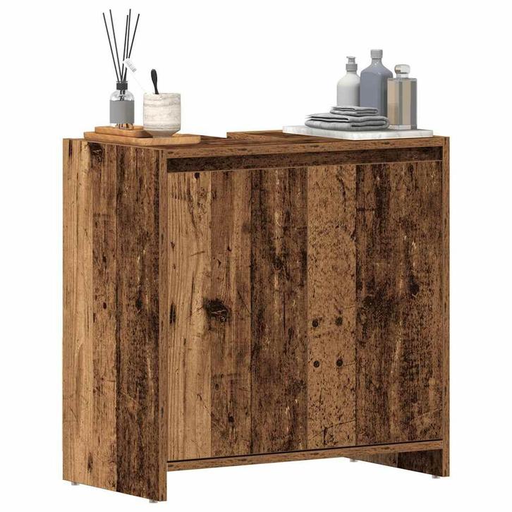 vidaXL Wastafelkast 60x33x60 cm bewerkt hout oud houtkleurig, Huis en Inrichting, Badkamer | Badkamermeubels, Wastafelkast, Nieuw