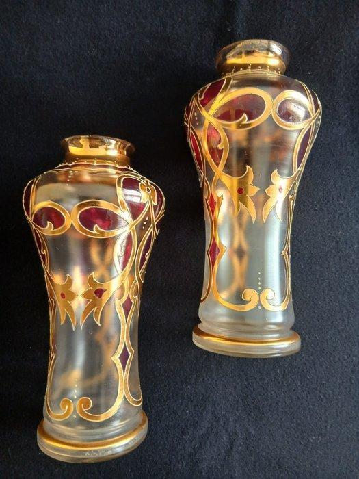 Vaas - Glas - Set van 2 Art Deco vazen, Antiek en Kunst, Antiek | Glas en Kristal