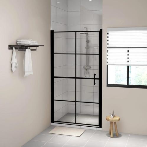 vidaXL Douchedeur 100x178 cm gehard glas zwart, Doe-het-zelf en Verbouw, Sanitair, Nieuw, Verzenden