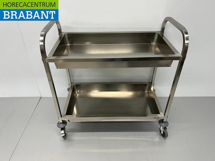RVS Serveerwagen Dienwagen 2 bakken 95 cm Horeca, Zakelijke goederen, Horeca | Keukenapparatuur, Nieuw in verpakking, Ophalen of Verzenden