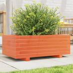 vidaXL Plantenbak 70x40x26,5 cm massief grenenhout wasbruin, Verzenden, Nieuw, Hout