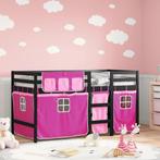 vidaXL Kinderhoogslaper met gordijnen 80x200 cm grenenhout, Eenpersoons, Verzenden, Nieuw, 80 cm