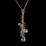 Oud-Romeins Halsketting met draad-omwikkelde Romeinse blauwe