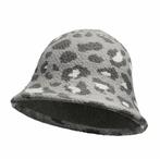 Bucket Hat Soft Panter Patroon Zwart Beige Licht Grijs, Verzenden, Nieuw