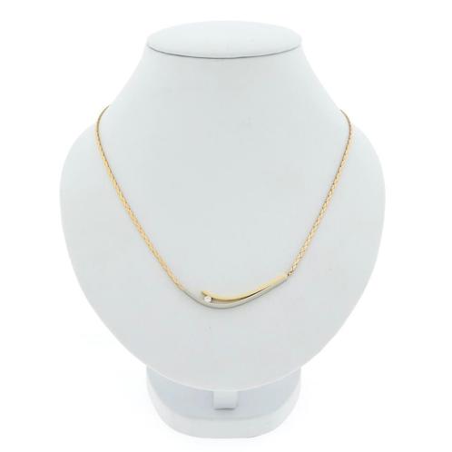 Bicolor gouden cobra schakel collier met vaste hanger en..., Sieraden, Tassen en Uiterlijk, Kettingen, Overige kleuren, Gebruikt