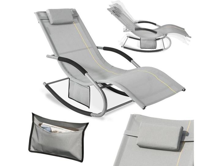 SoBuy OGS28-HG - Tuinstoel - Grijze Schommelstoel met, Tuin en Terras, Overige Tuin en Terras, Nieuw, Verzenden