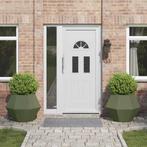 vidaXL Plantenbak 2 pcs Olijf Groen 75 x 75 x 60 cm Staal, Verzenden, Nieuw, Metaal, 60 tot 100 cm