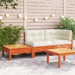 vidaXL Tuinbank met kussens en voetenbank massief grenenhout, Tuin en Terras, Verzenden, Nieuw