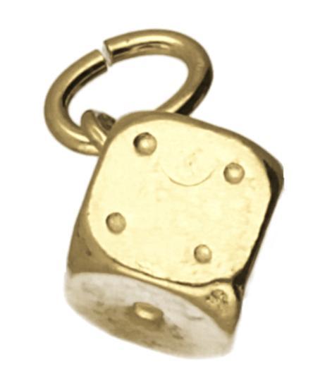 Gouden Dobbelsteen middel ketting hanger, Sieraden, Tassen en Uiterlijk, Kettinghangers, Verzenden