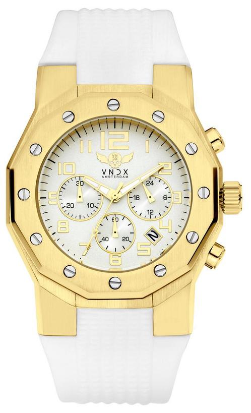 VNDX Ibiza Rebel Gold White LD12810-02 horloge, Sieraden, Tassen en Uiterlijk, Horloges | Heren, Kunststof, Nieuw, Staal, Overige merken