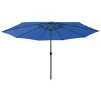 vidaXL Parasol met LED-verlichting 400 cm azuurblauw, Tuin en Terras, Verzenden, Nieuw, Meer dan 4 meter