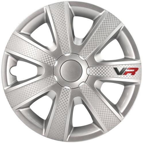 4-Delige Wieldoppenset VR 16-inch zilver/carbon-look/logo, Auto diversen, Wieldoppen, Nieuw, Verzenden